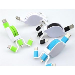 3 in 1 Retractable USB Cable Extendable Type C Data Cable