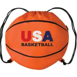Sports Drawstring Bag With Basketball or Soccer Ball Print