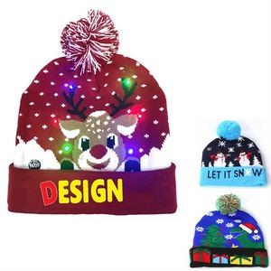 Custom Christmas LED Light Up Beanie Hat (22.8" Cir)