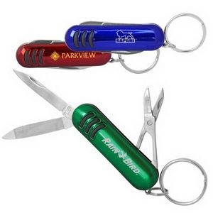 Multi function sure-grip pocket knife with key ring