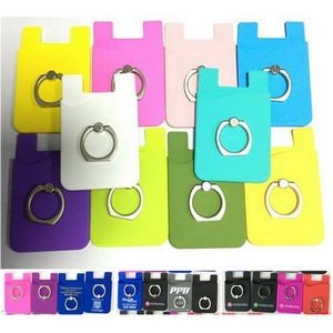 Silicone wallet with ring Card Holder w/Metal Phone Stand
