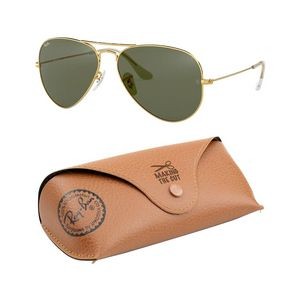 Ray Ban Original Aviator Non-Polar Sunglasses, Gold/Crystal Green, Size 58