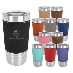 Polar Camel 20 oz. Leatherette Grip Tumbler with Clear Lid