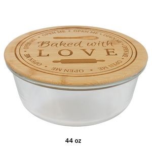 44 oz. Round Glass Container with Bamboo Lid