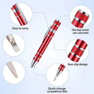 8-In-1 Aluminum Pen Style Multi-Tool Kit