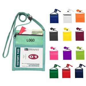 Multi functional neck hanging PVC business card clip with zipper