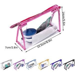 PVC Travel Portable Transparent Cosmetic Bags with Handle,Stationary Organizers