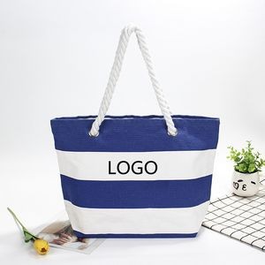 Canvas Beach Bag with Rope Handle