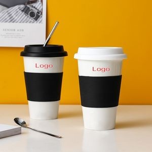 Reusable To Go Mug,Ceramic Mug,Coffee Mug with Lid and Sleeve