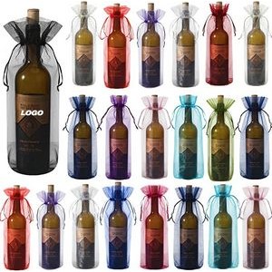 Sheer Organza Wine Bags 14.6 x 5.5" Wine Gift Pouches
