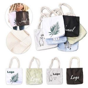 Hot Sale Eco Reusable Fashion Canvas Shopping Tote Bag with Hemp Handle