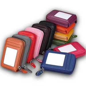 Rfid Leather Card Holder With Zipper