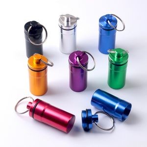 Aluminum Metal Pill Box with keychain