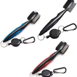 Golf Accessory Retractable Club Cleaning Brush With Clasp