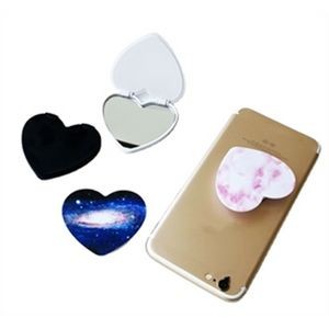 Portable cosmetic mirror phone holder