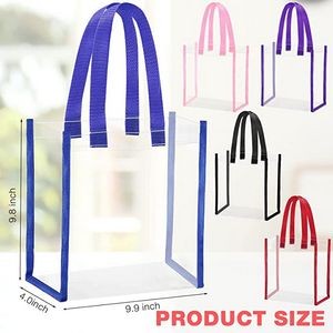 10 x 10 x 4 Inch Reusable Clear PVC Bags Tote Bag with Handle