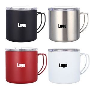 12oz Stainless Steel coffee Mug Cup with lid and handle