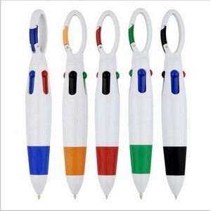 4 Color Ballpoint Pen with Carabiner