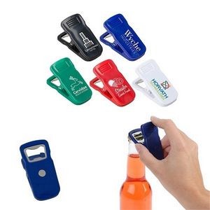 Magnetic clip with bottle opener