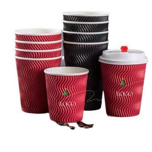 Kraft Rippled Cups&12OZ Coffee Paper Cups with Lids