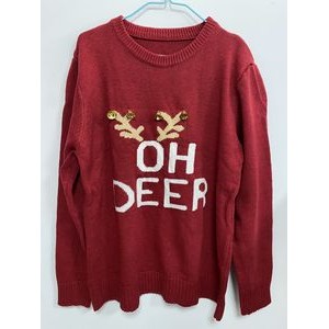 Winter Unisex Couple reindeer Crew Neck Knitted Pullover Jumper Knitwear Custom Ugly Christmas Sweat