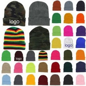 Solid Color Knit Beanie, Winter Hat