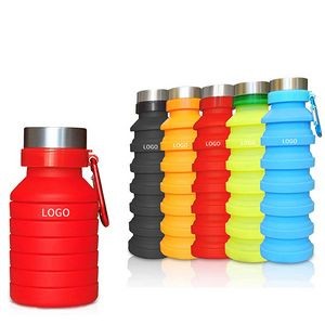 Collapsible Silicone Water Bottle with Carabiner (550ml)