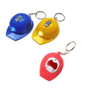Safety Helmet Bottle Opener LED Keychain