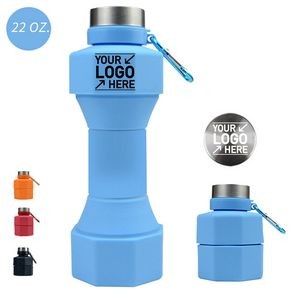 22oz. Silicone Dumbbell Sports Water Bottle Large Capacity Outdoor Folding Water Bottle