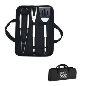 Customized outdoor barbecue three-piece set with spatula, barbecue fork, and tongs