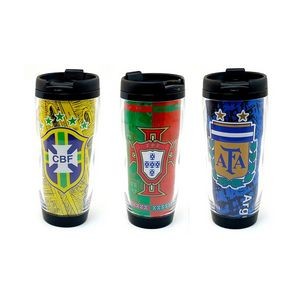 Football Souvenir Mug Plastic Tumbler Coffee Cup With Customized Paper Insert