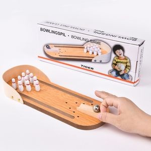 Mini Anti Stress Table Wooden Bowling Game