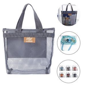 Portable Mesh Beach Tote Bag With Zipper