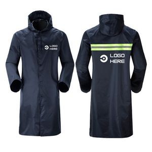 Long Sleeve Hooded Raincoat With Reflective Strip