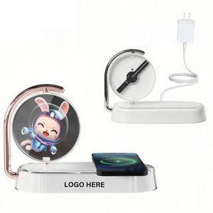 Desktop 3D Hologram Fan with Wireless Phone Charger