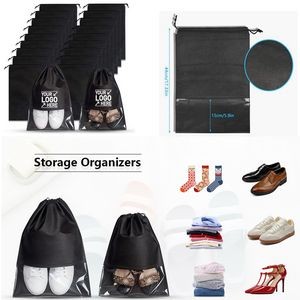 Travel Shoe Bags Waterproof Non-Woven Storage With Rope