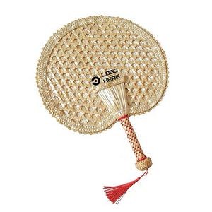 Hand-Woven Straw Fan With Wheat Straw