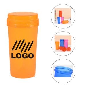 Portable Pure Color Plastic Cup With Lid