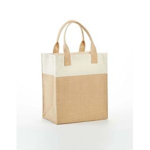 Jute bag with colored cotton trims