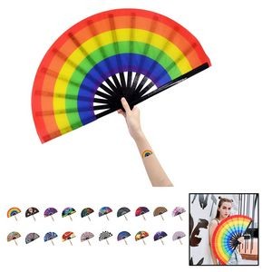 Rainbow Folding Hand Rave Fan