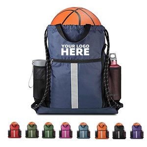 Drawstring Ball Backpack With Bottle Holder