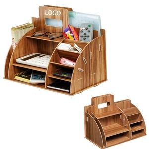 Wooden Desk Organizer with Multiple Compartments