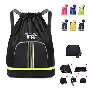 Foldable Drawstring Backpack With Reflective Strip