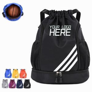 Waterproof Drawstring Backpack With Shoe Compartment