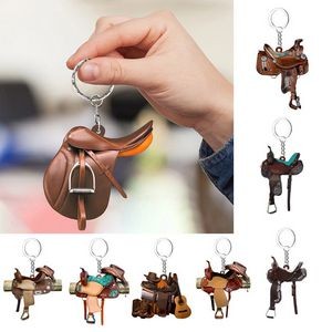 Acrylic Saddle Horse Keychain
