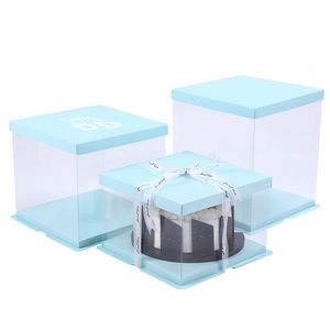 Custom Clear Plastic Cake Boxes With Lid And Ribbon