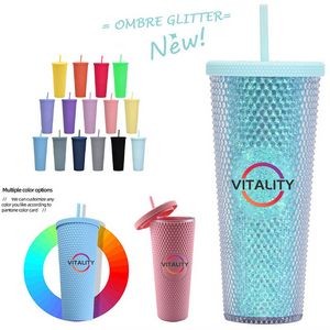 Double Walled Cups 24Oz Fully Studded Tumbler With Lid