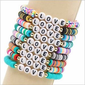 Beaded Letter Elastic Bracelets Wristbands