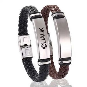 Stainless Steel Leather Woven Bracelet