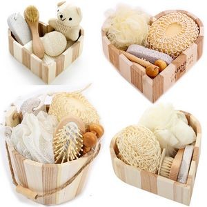 4Pcs Heart Wooden Box Spa Day Kit